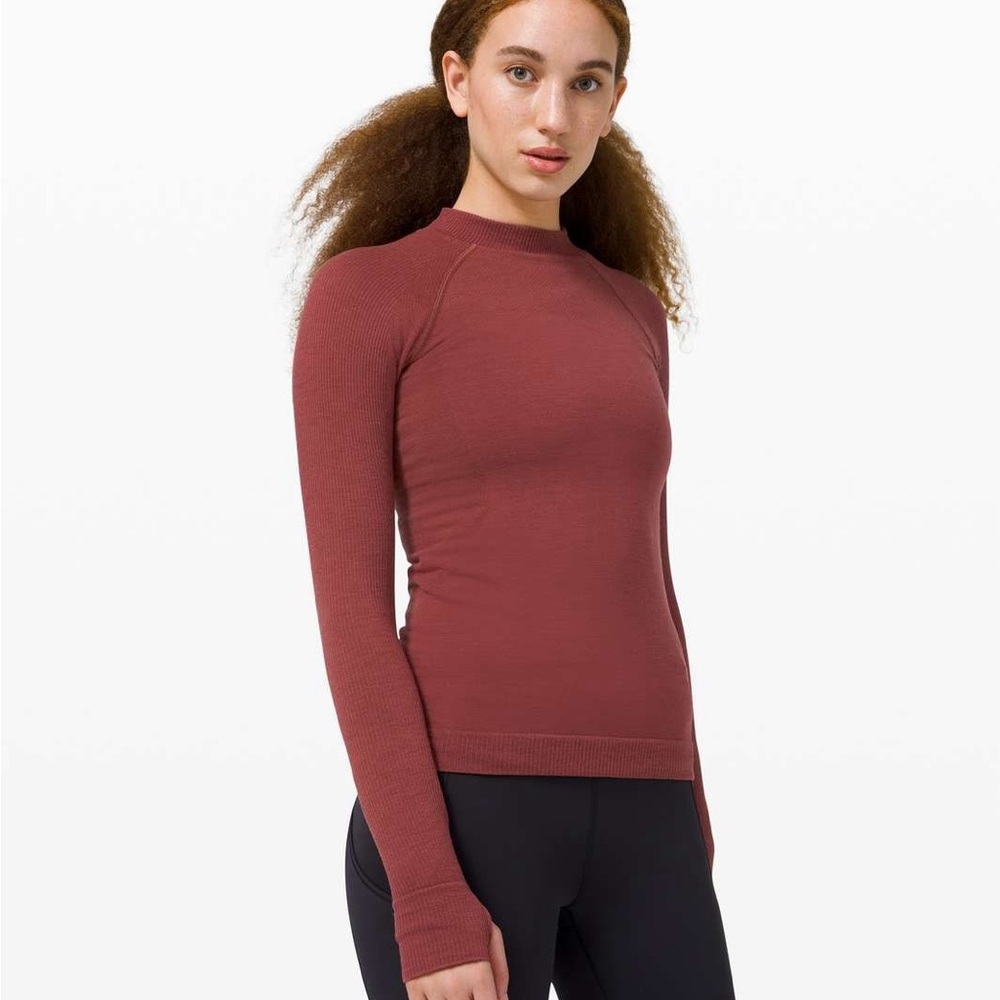 Lululemon Athletica keep the heat thermal burgundy Long Sleeve Top sz small